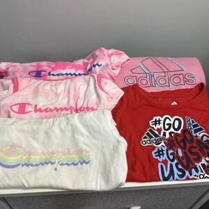 2T girls LOT of 5! champion & adidas tops